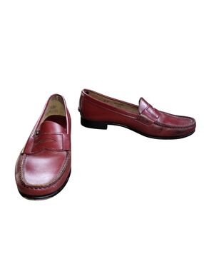 Etienne Aigner Red Leather Penny Loafers